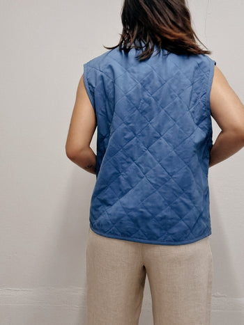 Gilet vintage matelassée bleu M