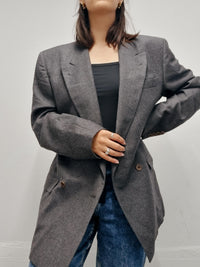 Veste blazer vintage oversized gris foncé L