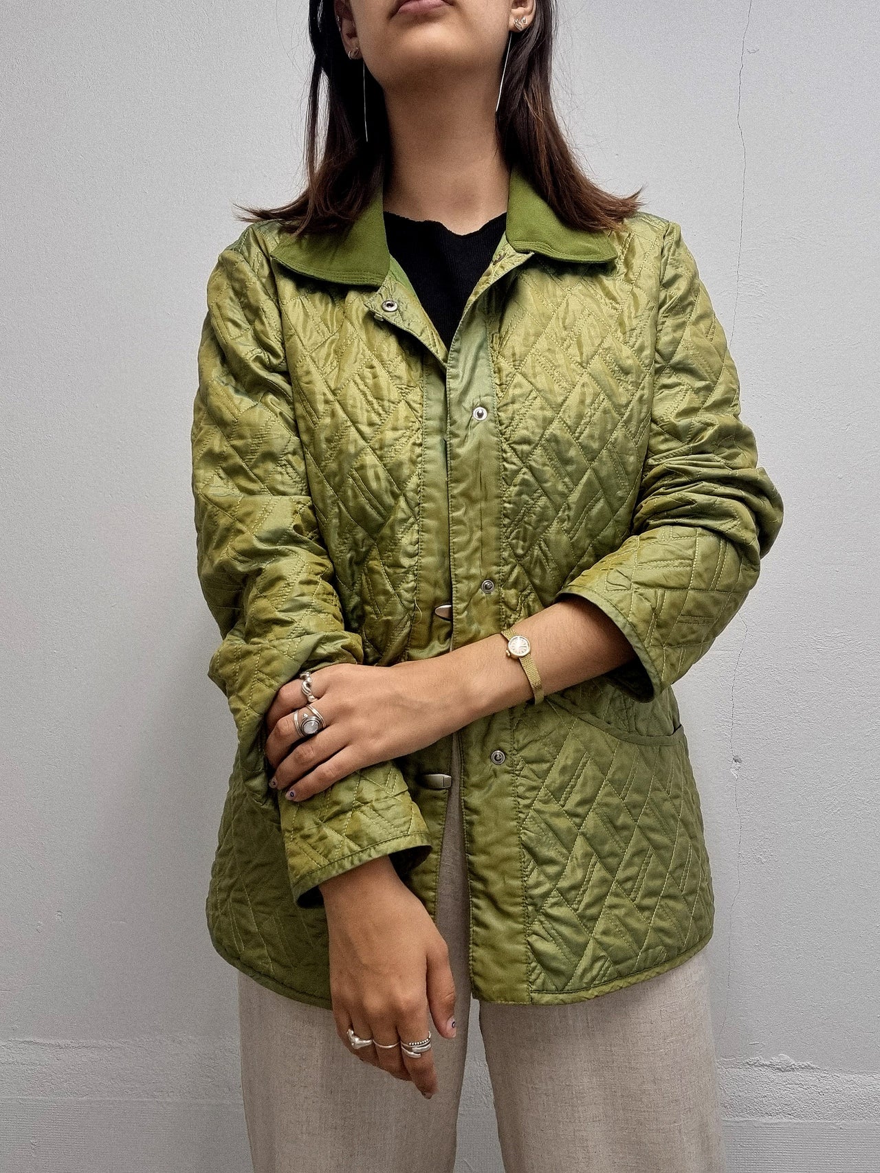 Veste vintage matelassée verte M