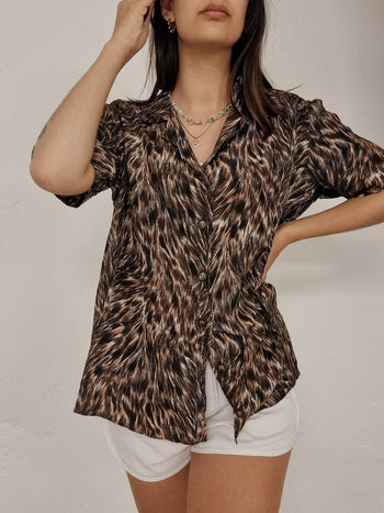 Chemise vintage brune animal M