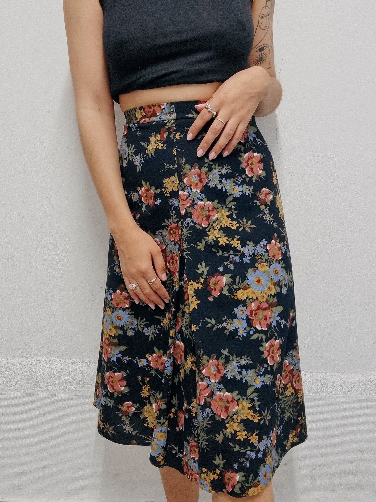 Purple/Pink/Yellow Floral Skirt S