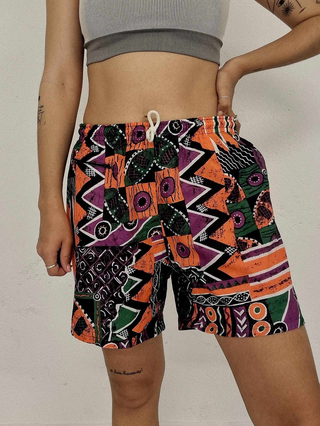 Short vintage multicolore à motifs M/L