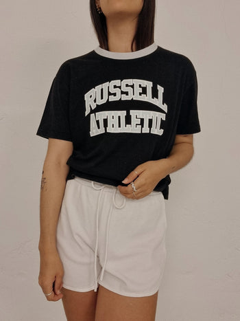 T-shirt vintage noir et bleu Russell M