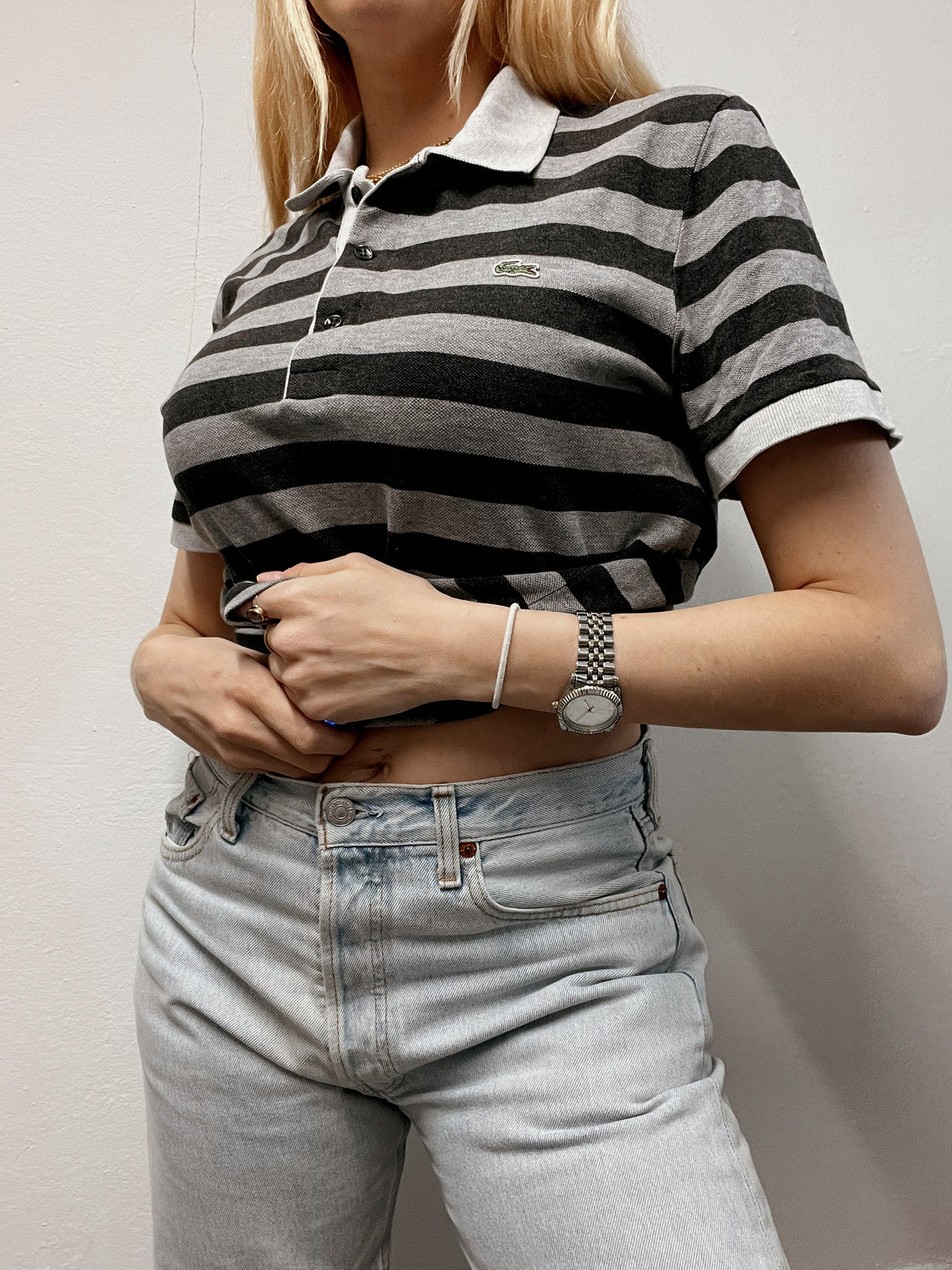 Polo Lacoste gris clair et gris  foncé S