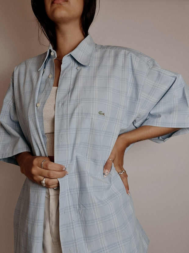 Chemise vintage bleue clair a carreaux  Lacoste