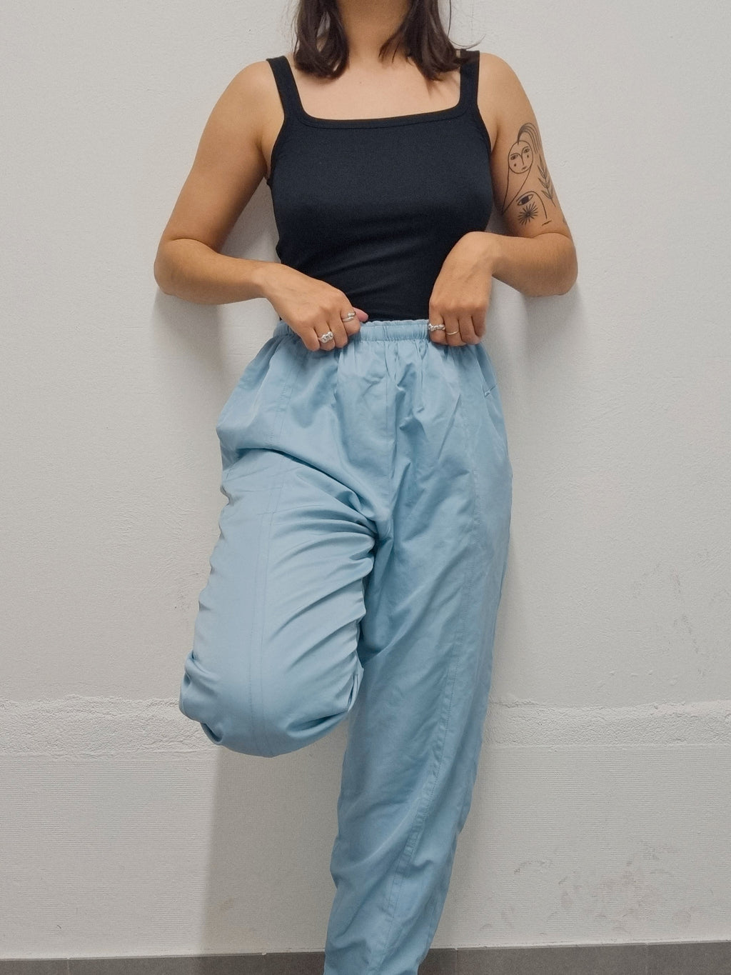 Nike S hellgrau/blaue Vintage-Jogginghose