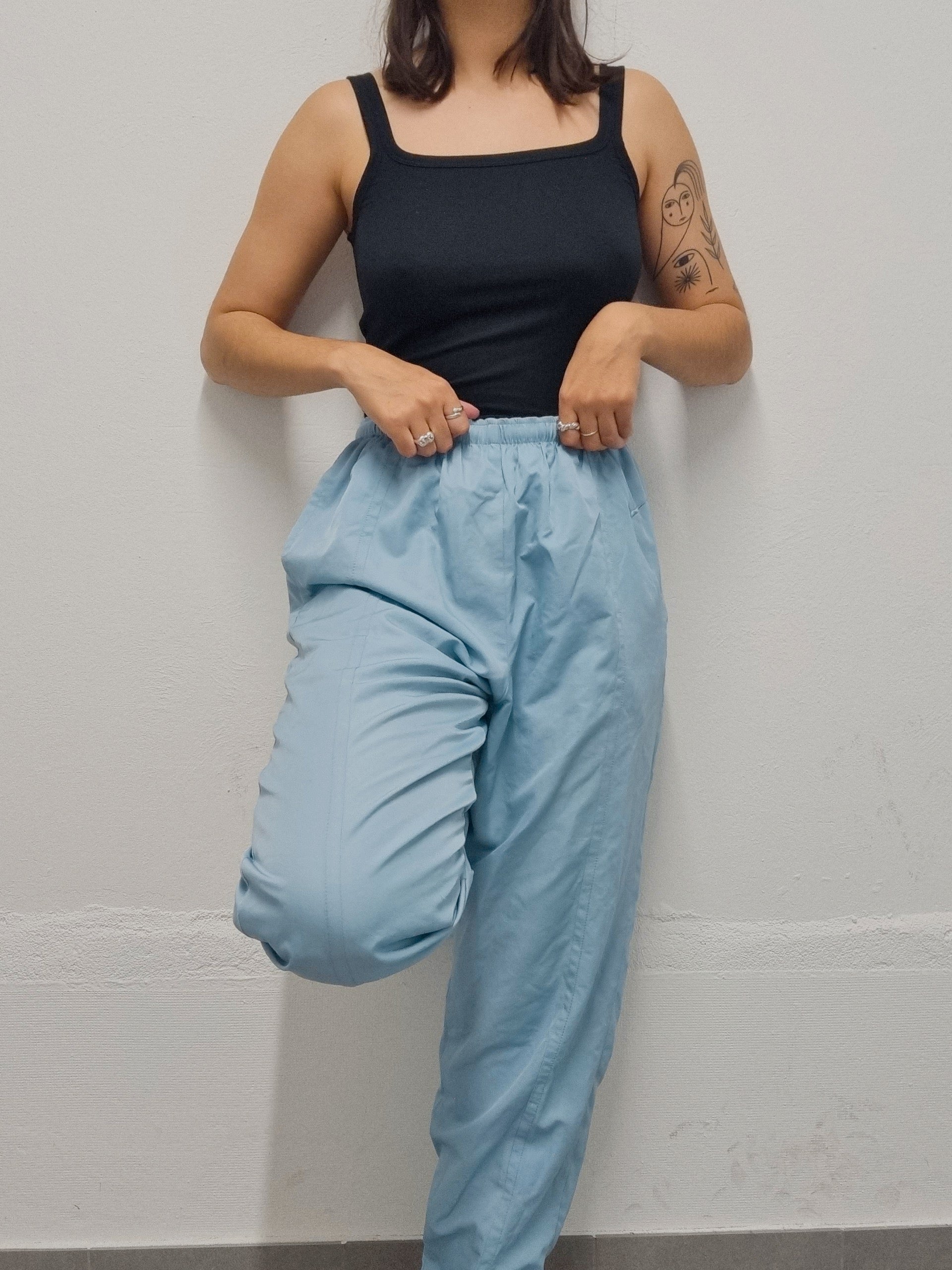 Nike S hellgrau/blaue Vintage-Jogginghose