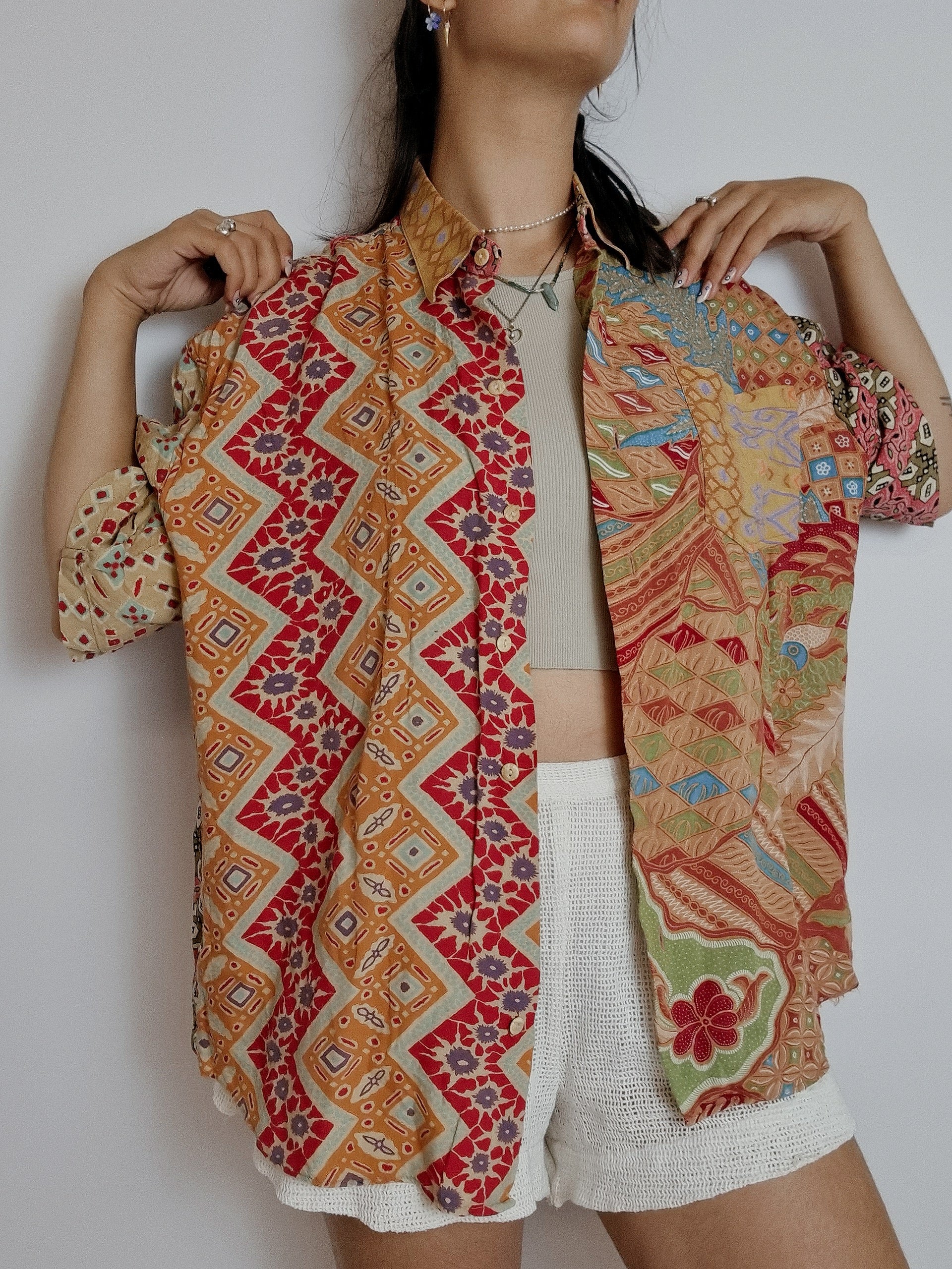 Chemise vintage à motifs multicolore M
