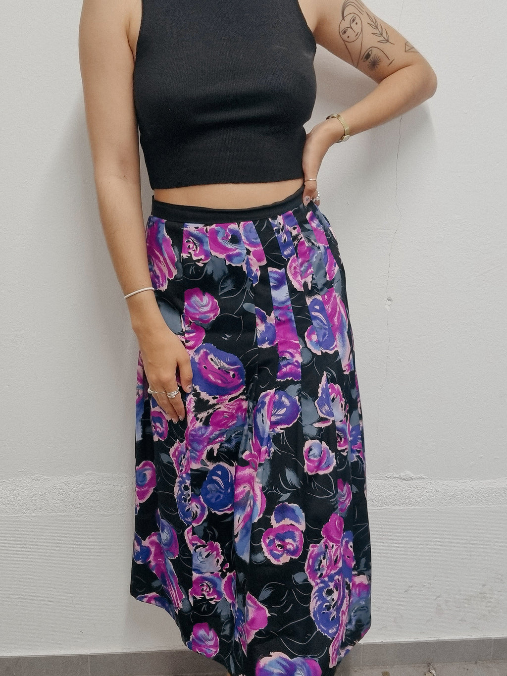Vintage lila und schwarzer Rock L 