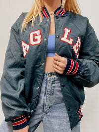 Veste bomber américaine bleue foncée et rouge XL