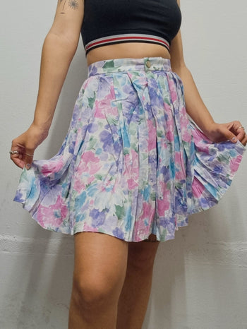 Purple/Pink/Yellow Floral Skirt S