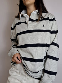 Polo Ralph Lauren gris clair et noir L