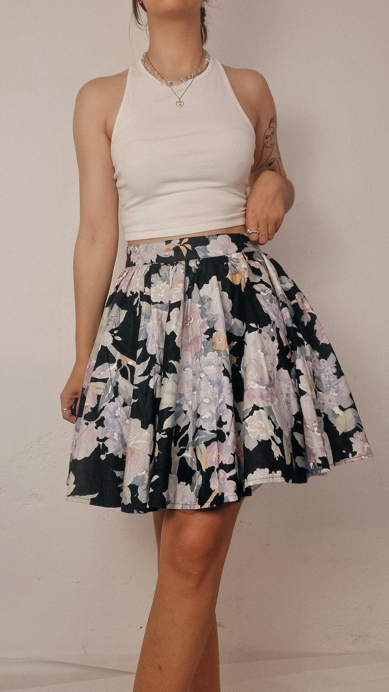 Purple/Pink/Yellow Floral Skirt S