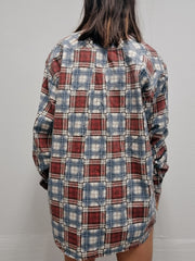 Chemise vintage à carreaux bleus blancs  L