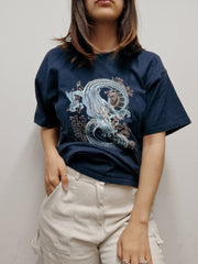 T-shirt vintage bleu foncé Dragon M