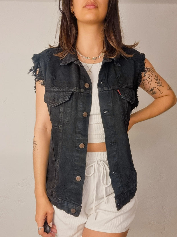 Gilet vintage en jeans noir Levi’s L