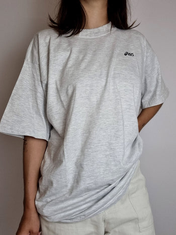 T-shirt vintage gris Clair ASICS XL