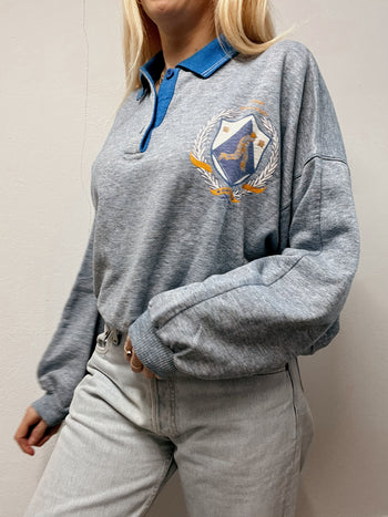 Pull polo vintage bleu clair L