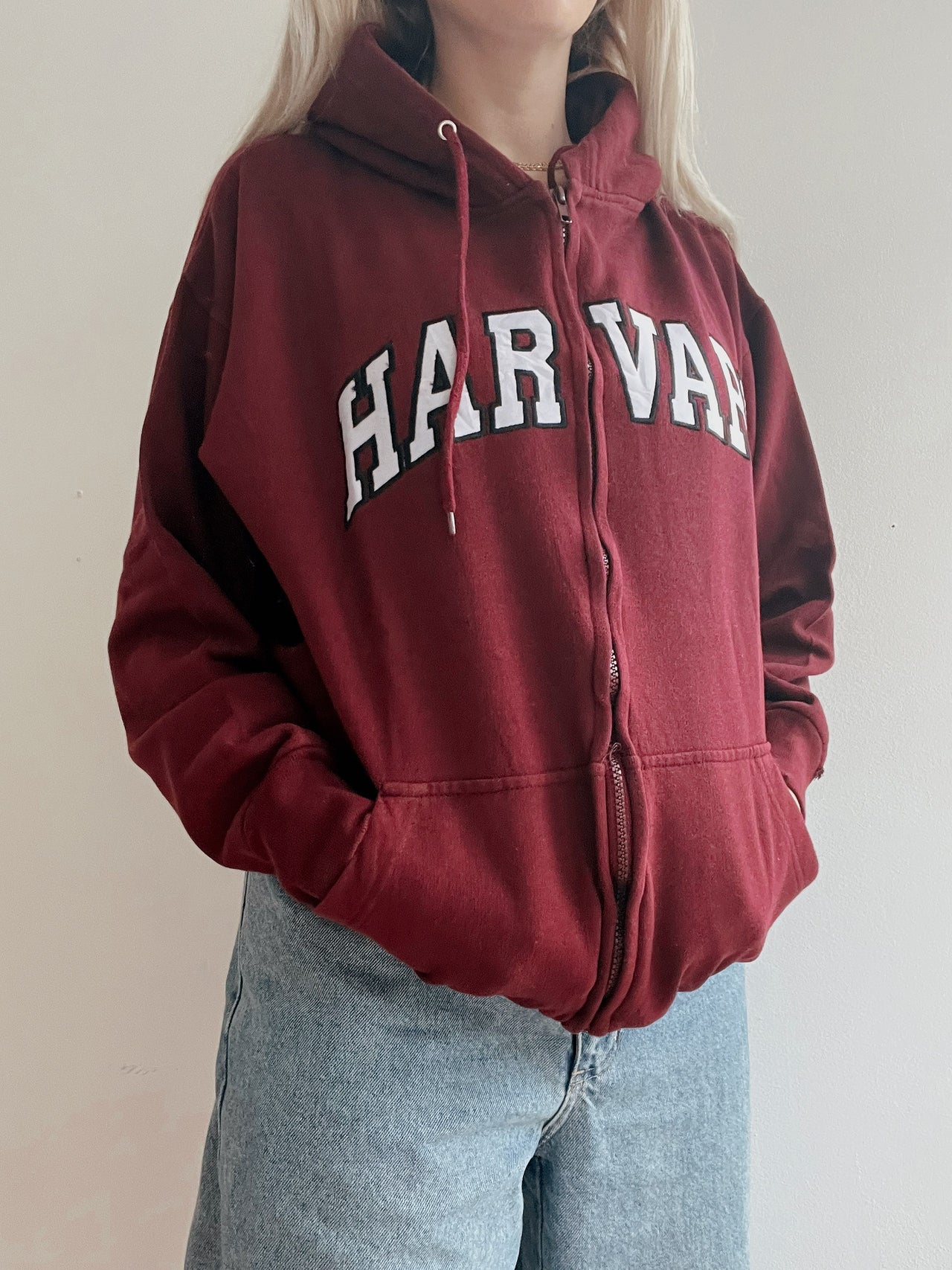 Pull vintage américain bordeaux Harvard L