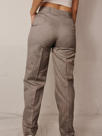 Pantalon vintage gris/beige ligné taille 36