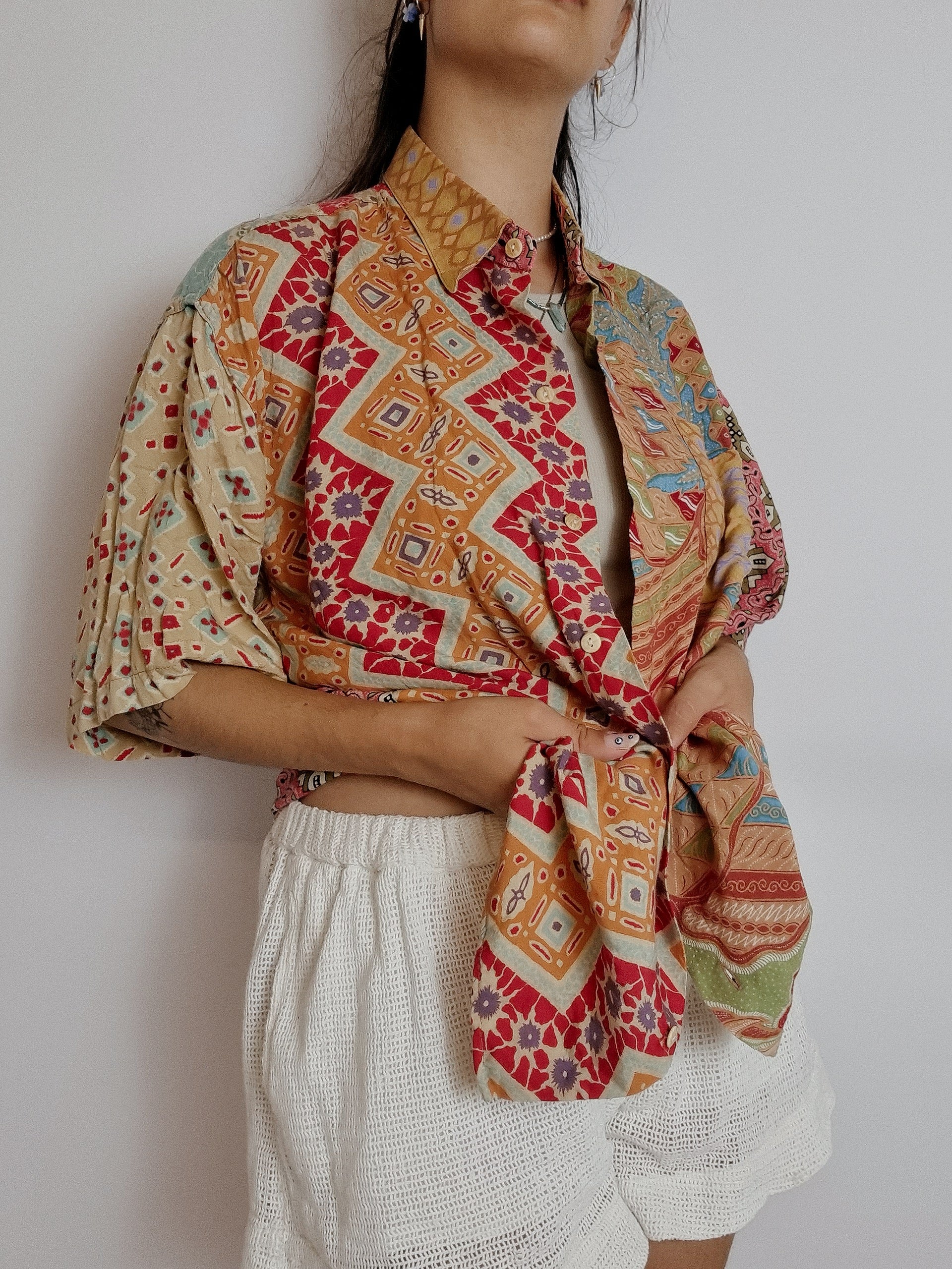 Chemise vintage à motifs multicolore M
