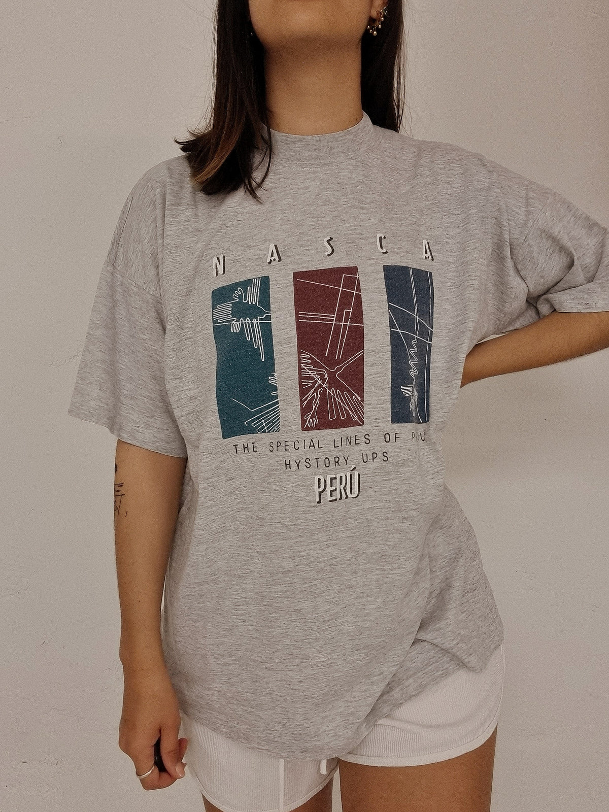 Hellgraues Vintage-T-Shirt L
