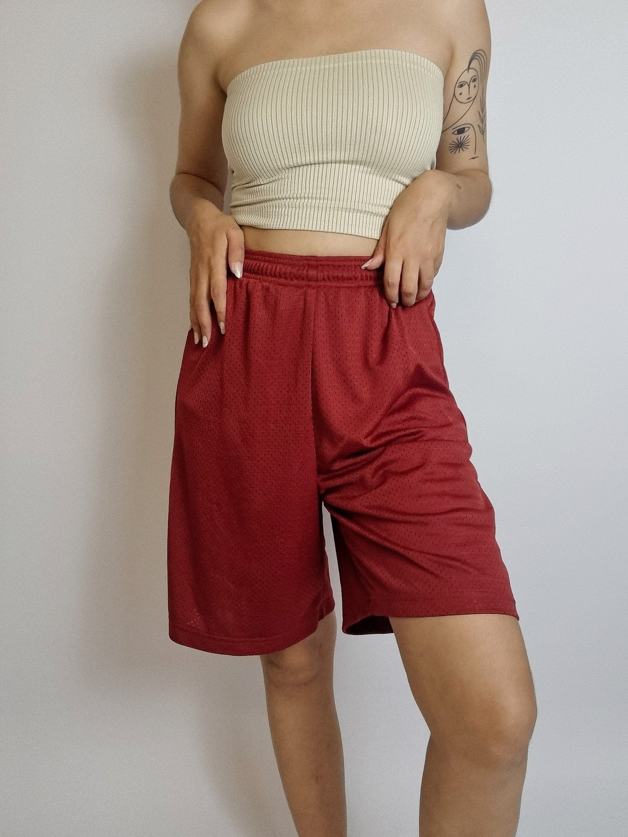 Short vintage de jogging Bordeaux L