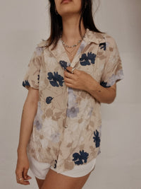 Vintage beige gemustertes Hemd M