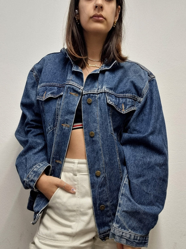 Veste en jeans vintage bleue  foncée L