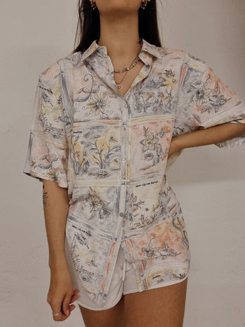 Chemise vintage pastelle à motifs M