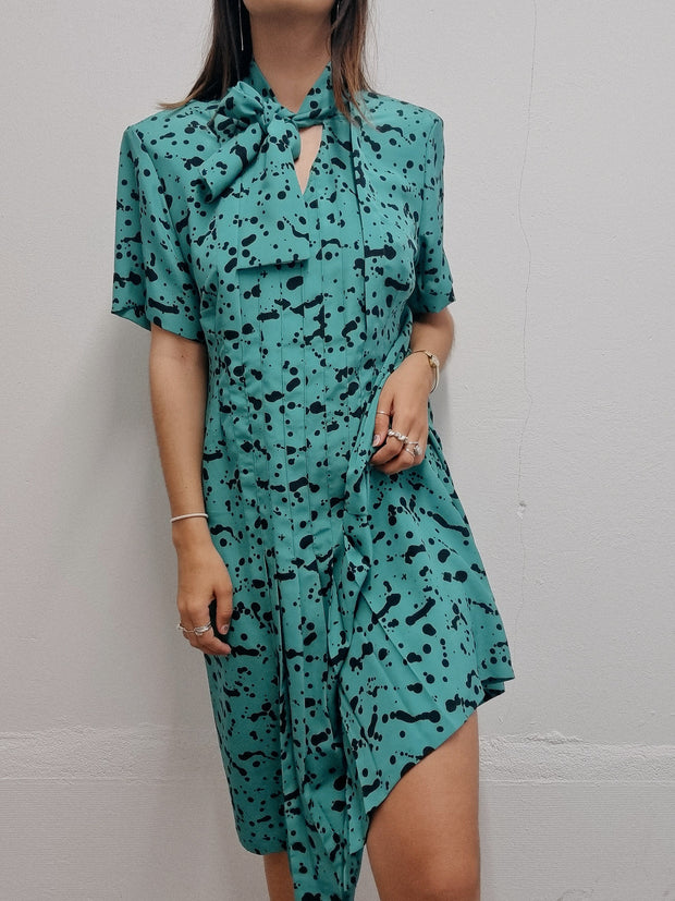 Robe vintage verte à fleurs  M