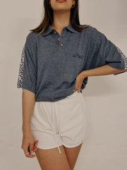 T-shirt polo vintage bleu ASICS L