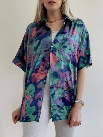 Chemise vintage en soie 80’s 90’s violette