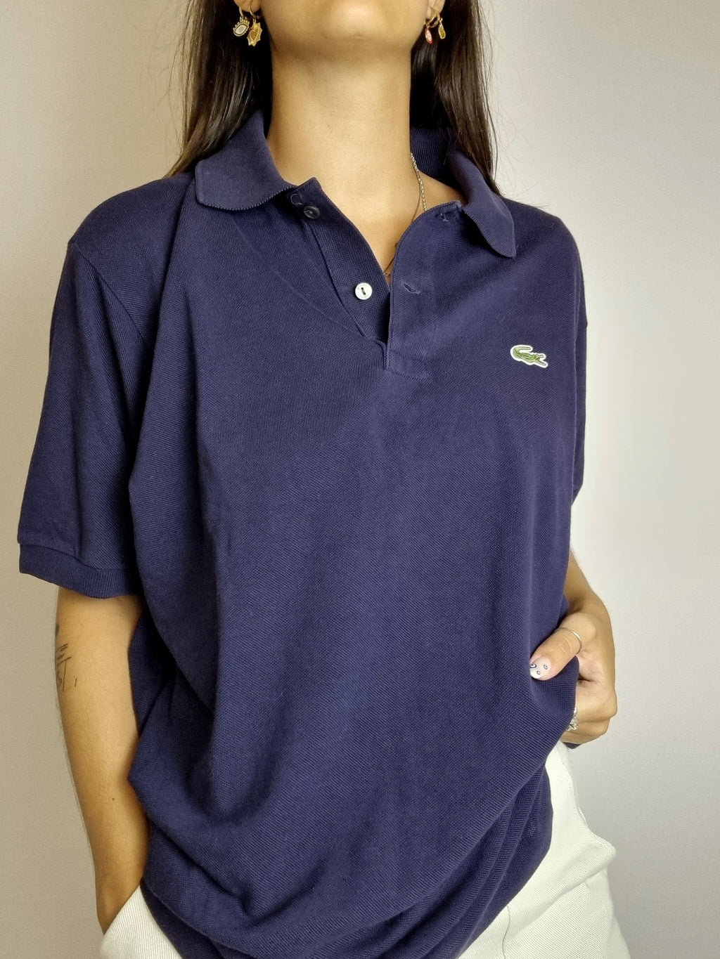 Dunkelblaues Lacoste Poloshirt M