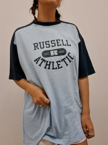 T-shirt vintage bleu Russell XL