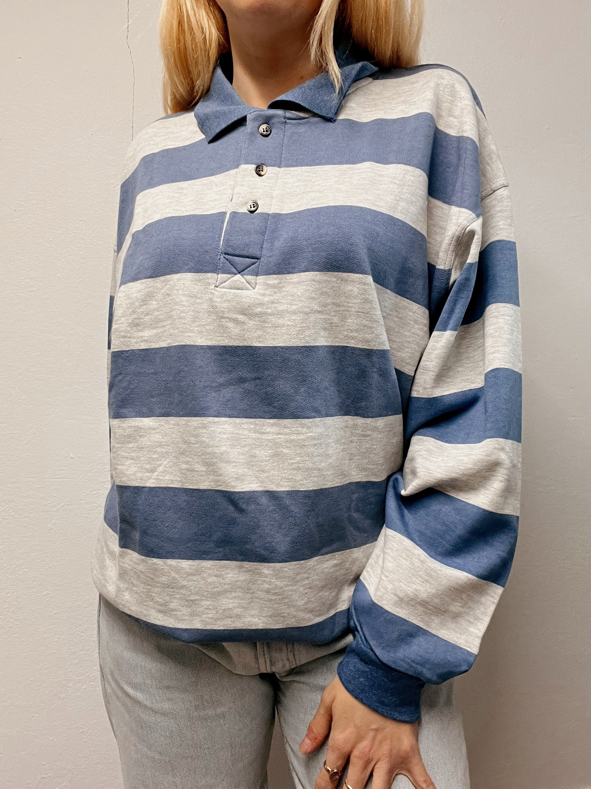 White and blue jacket with orange collar Adidas XL