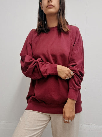 Pull vintage uni bordeaux L