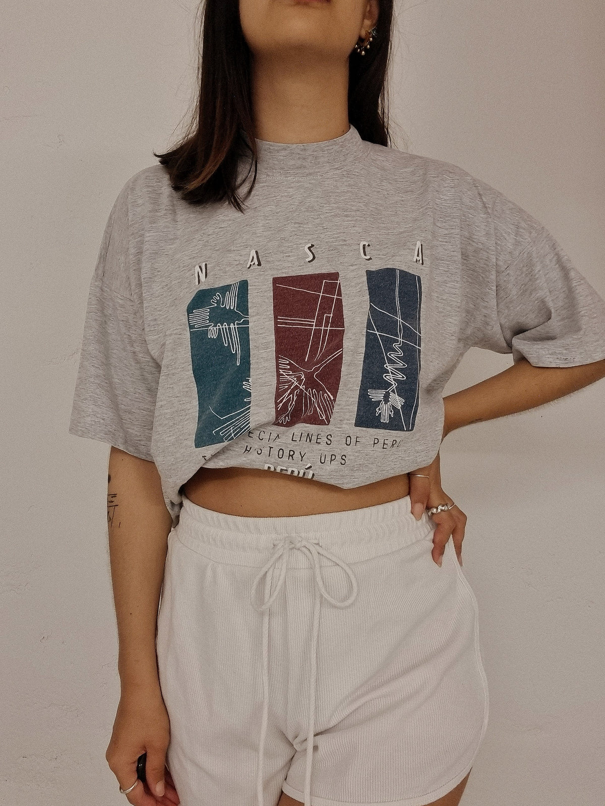 Hellgraues Vintage-T-Shirt L