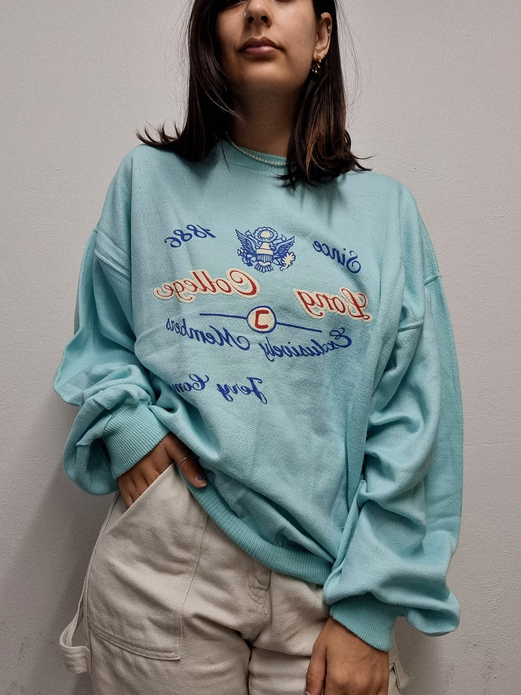 White and blue jacket with orange collar Adidas XL