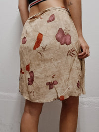 Vintage Beige Wickelrock mit Blumenmuster S/M 