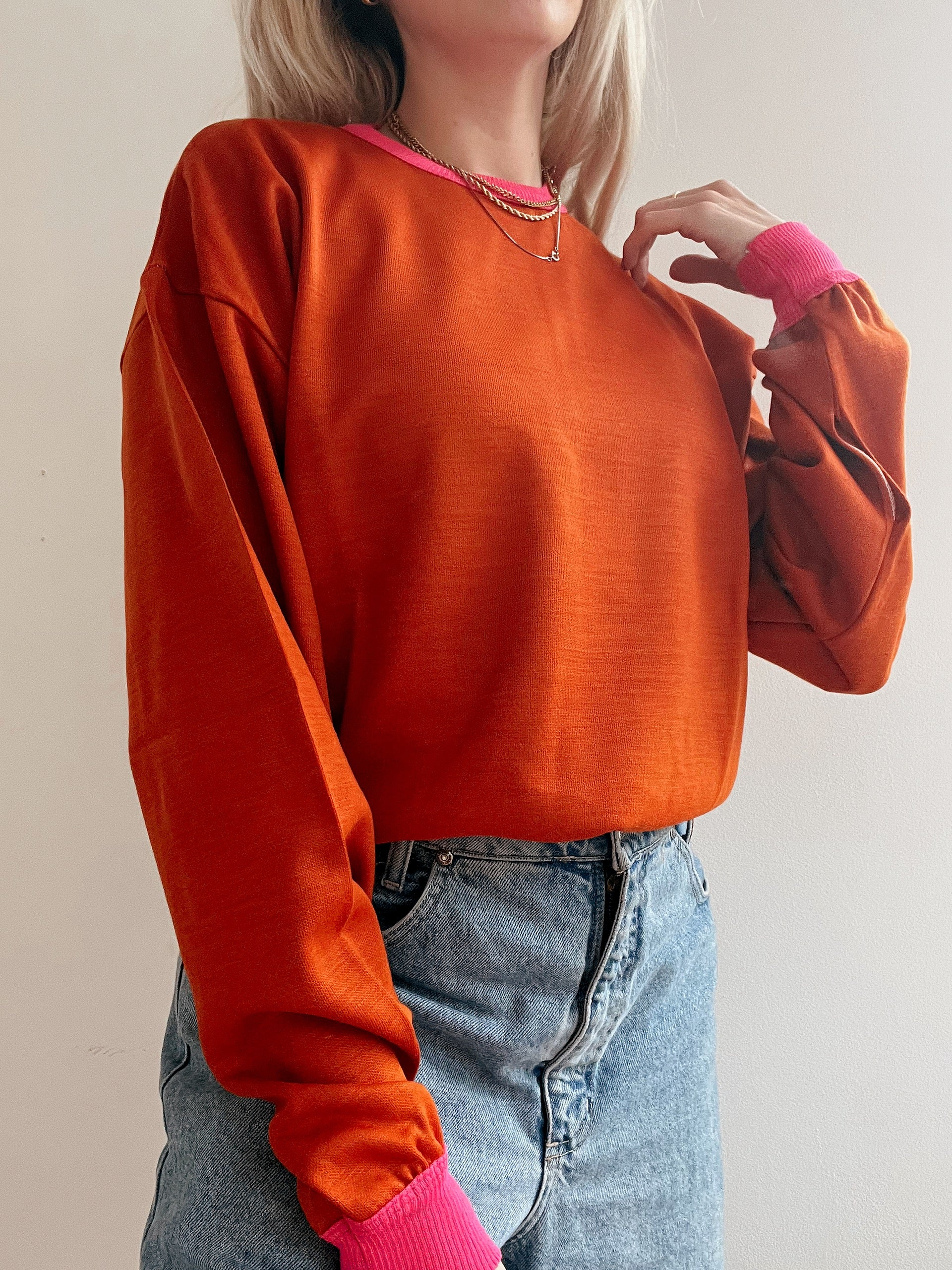 White and blue jacket with orange collar Adidas XL