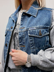 Gilet en jeans vintage sans manches M