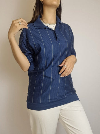 Polo vintage bleu foncé en coton L