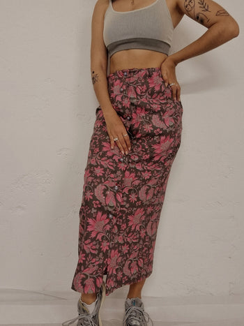 Purple/Pink/Yellow Floral Skirt S