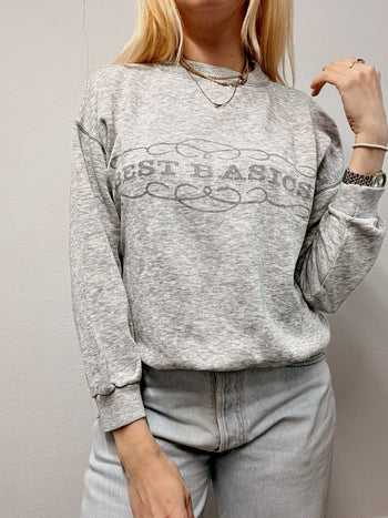 Pull vintage gris clair chiné M