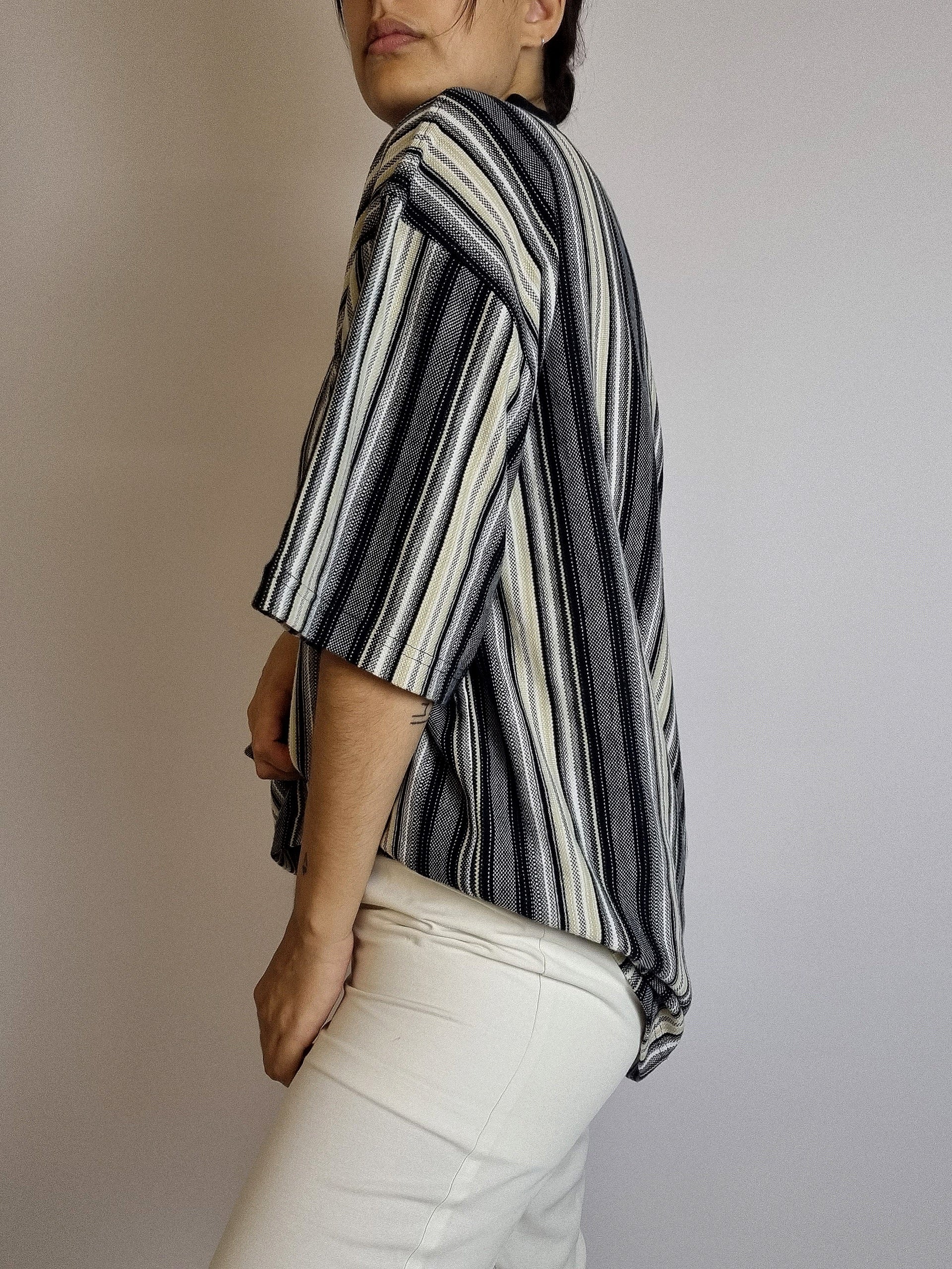 Lacoste L white striped mauve polo shirt