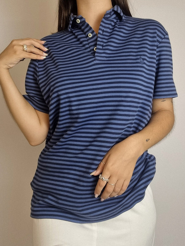 Polo Ralph Lauren bleu foncé rayé  L