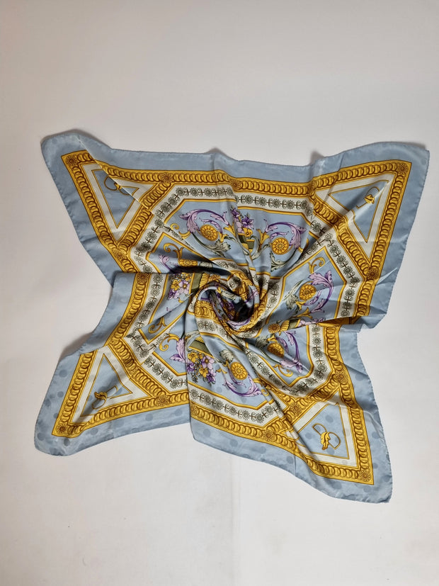 Foulard vintage gris 100% soie