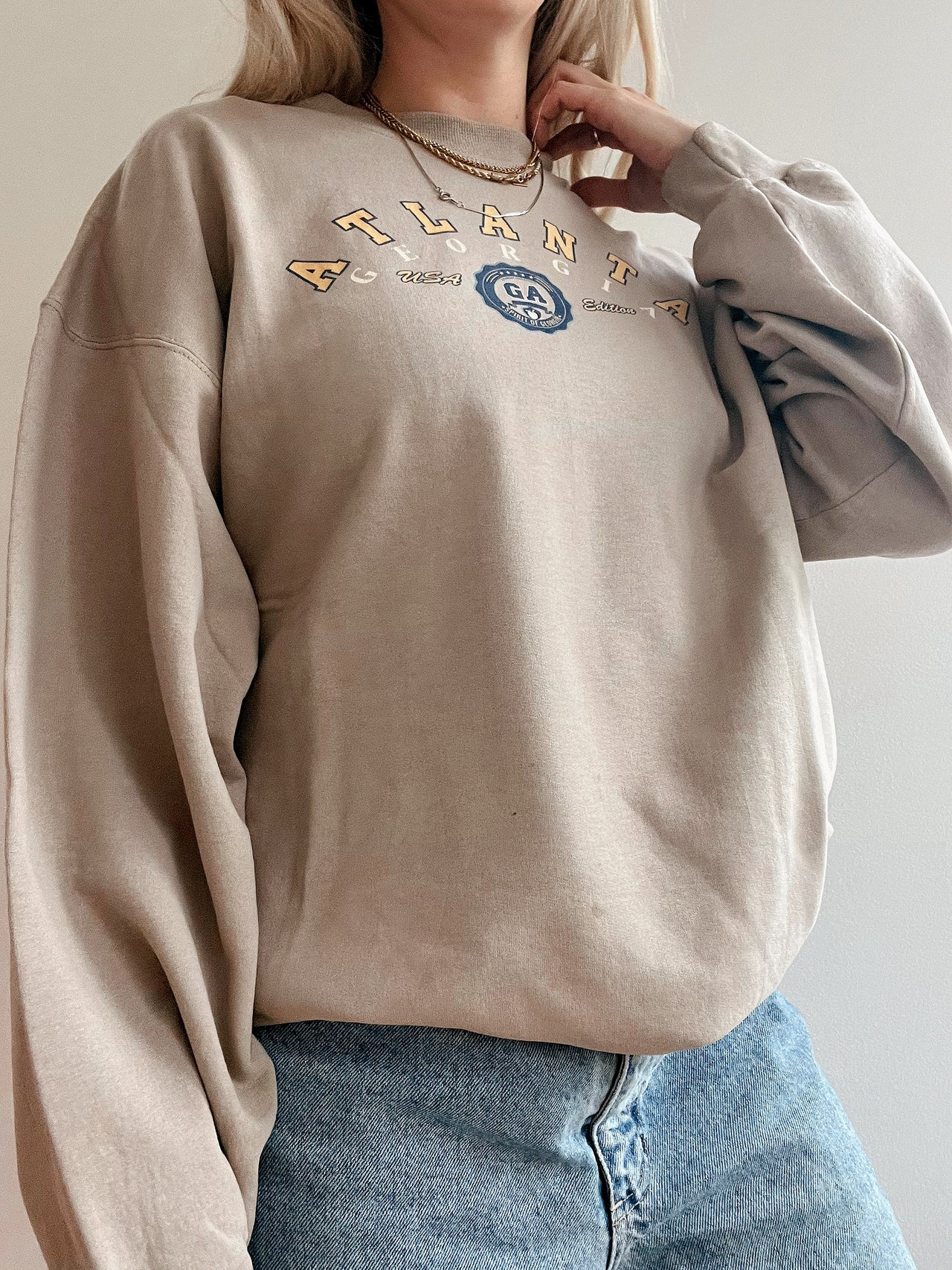 Pull vintage américain beige M