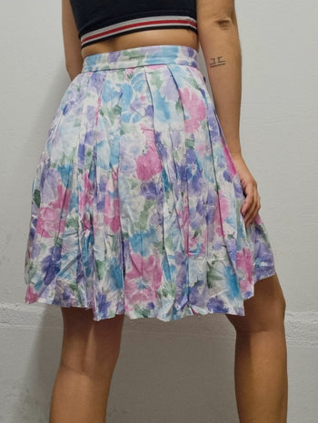 Purple/Pink/Yellow Floral Skirt S